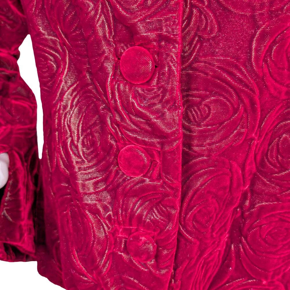 Lika Schwodsien Iridescent Velvet Embossed Rose Jacket Dark Romantic Gothic L - Picture 4 of 9